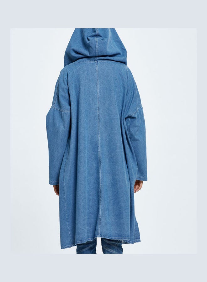 Joychic - Hooded Neck Denim Jacket Blue - Image 1