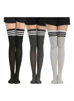 Joychic Pair Of 3 Pairs Of Striped Thigh High Tights Multicolour  - Image 1