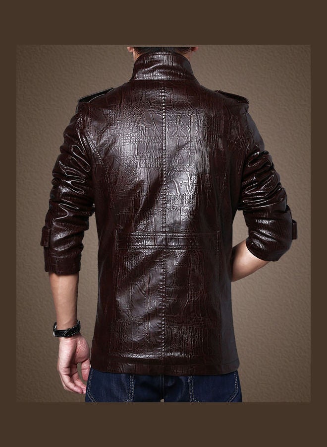 Joychic Plush Warm Biker Coat Brown  - Image 2