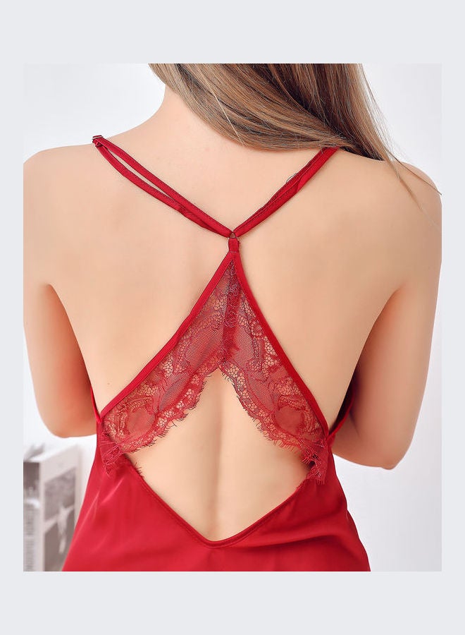 Joychic - Lace Back Cross Night Gown Red - Image 1