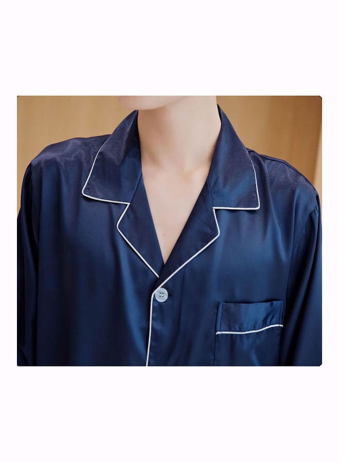 Joychic - 2-Piece Solid Pyjama Set Dark Blue - Image 1