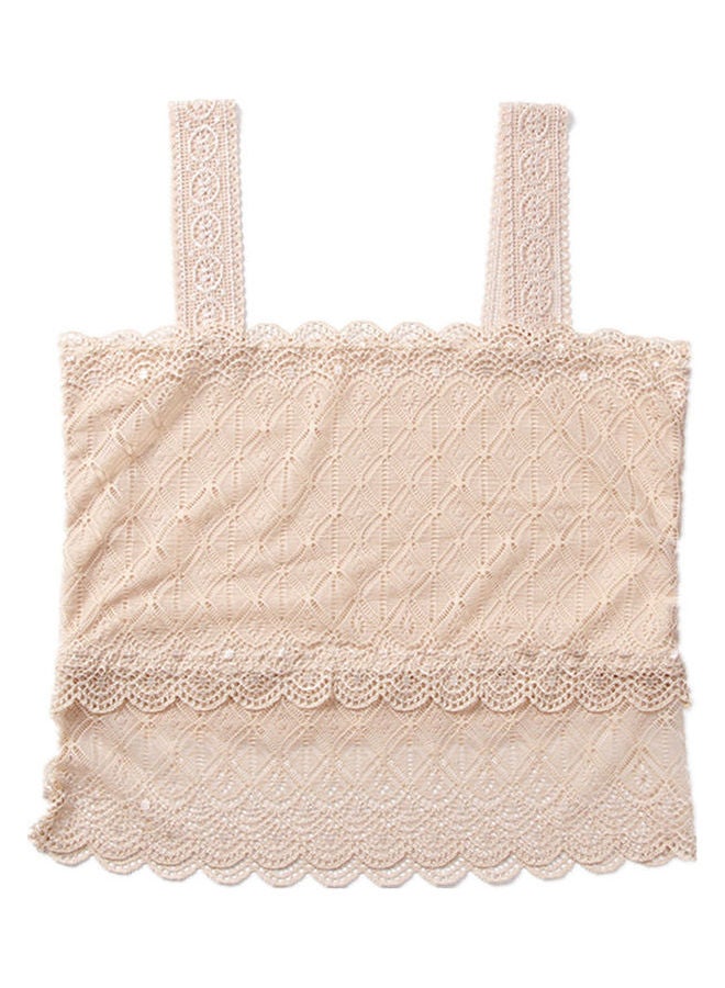 Joychic Double Shoulder Strap Detail Hollow Out Top Beige  - Image 1