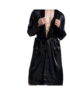 Joychic Solid Belted Robe Black  - Image 3