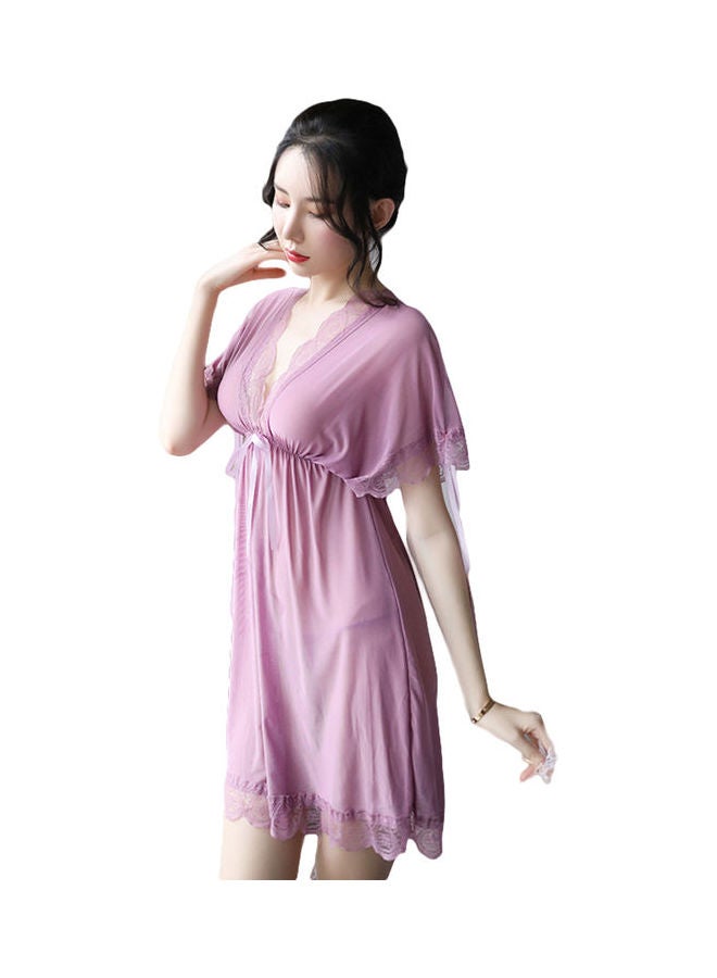 Joychic Lace Detail Backless Nightdress Purple  - Image 1