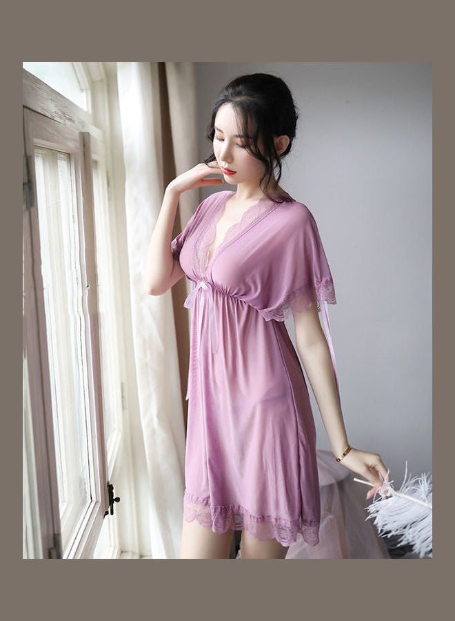Joychic Lace Detail Backless Nightdress Purple  - Image 5