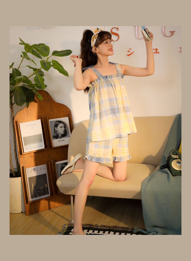 جوي شيك مجموعة بيجامة بنقشة مربعة من قطعتين رمادي / بيج - Image 3