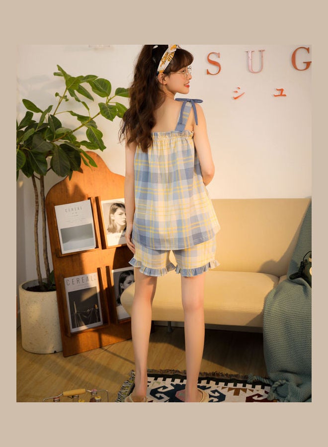 جوي شيك مجموعة بيجامة بنقشة مربعة من قطعتين رمادي / بيج - Image 4