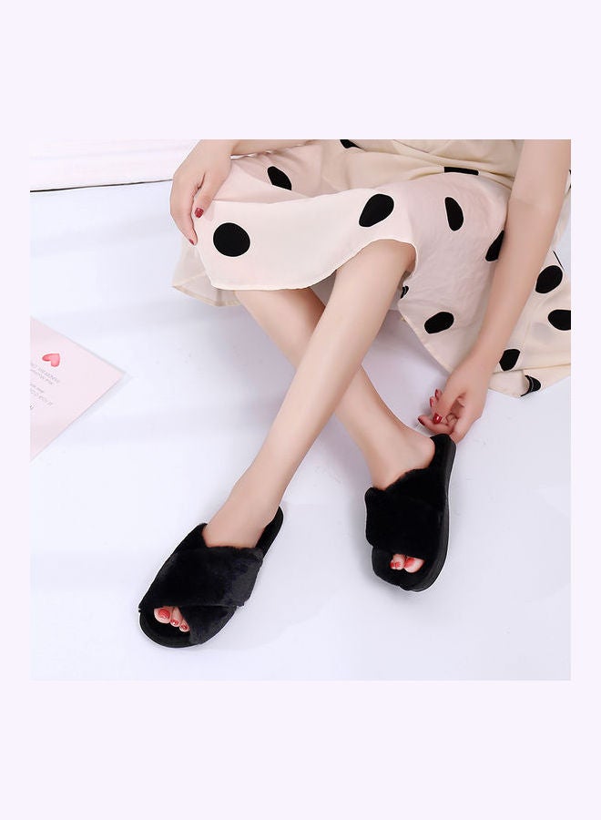 Joychic - Cross Designed Bedroom Slippers Black - Image 1