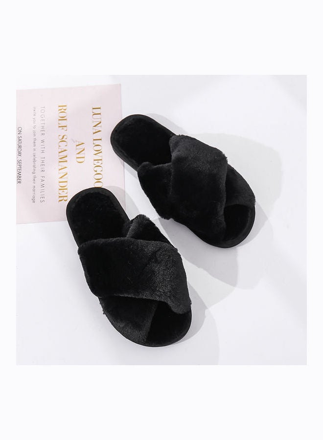 Joychic - Cross Designed Bedroom Slippers Black - Image 1