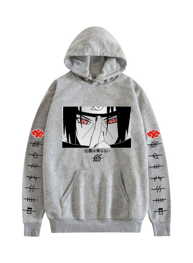 Joychic Printed Long Sleeves Hoodie Grey/Black/Red  - Image 1