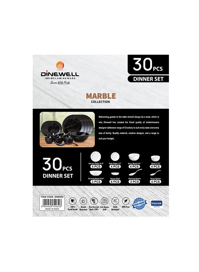 DINEWELL 30-Piece Ultra Dinner Set Black/Brown 28cm  - Image 4