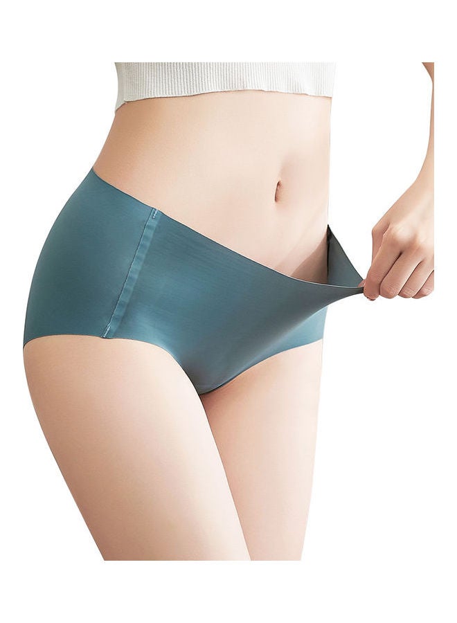 Joychic Solid Pattern Skin-Friendly Elastic Briefs Green  - Image 2