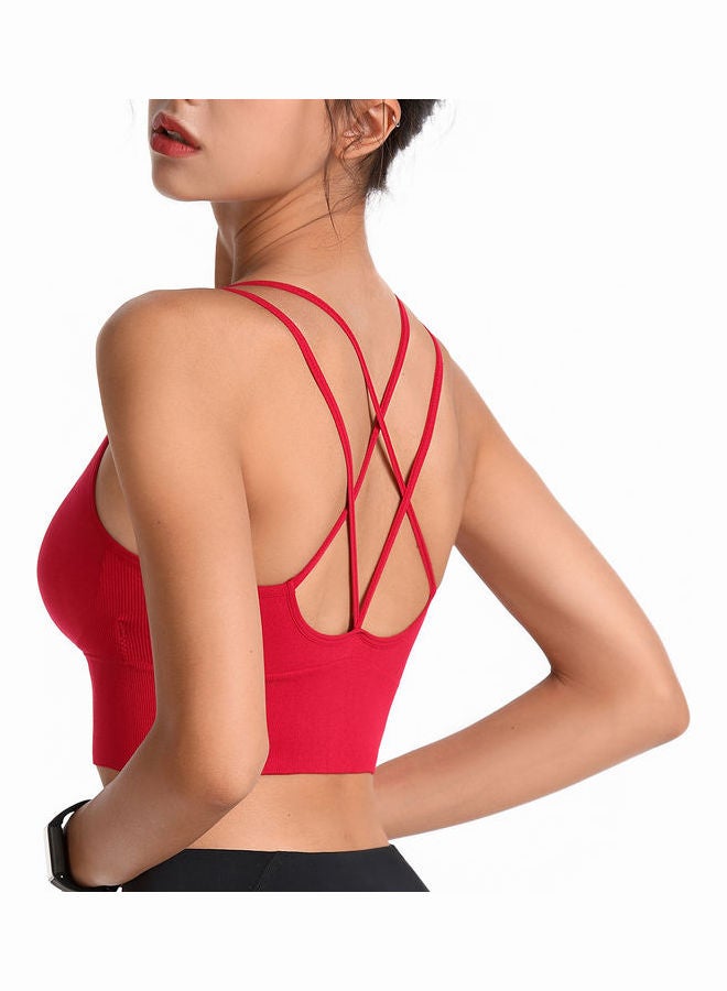 Joychic - Quick-Drying Shockproof Back Cross Bralette Red - Image 1