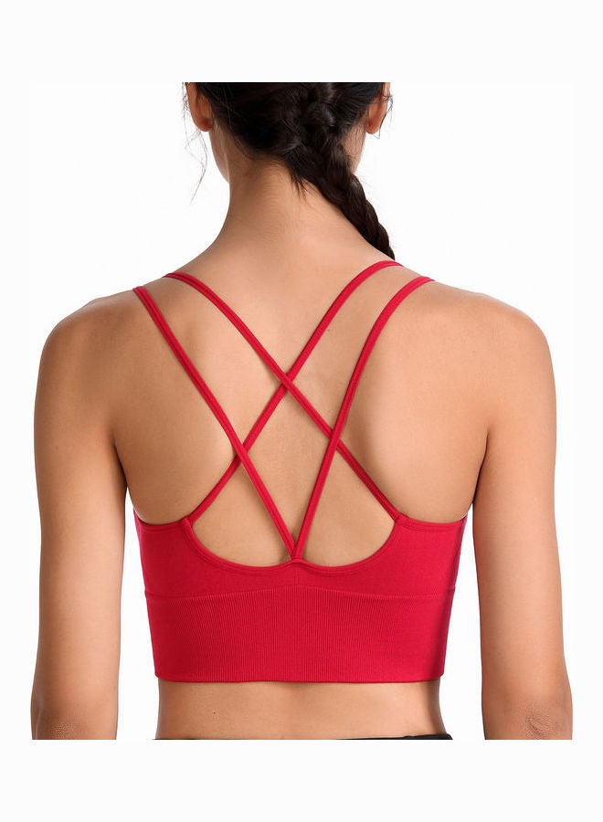 Joychic - Quick-Drying Shockproof Back Cross Bralette Red - Image 1