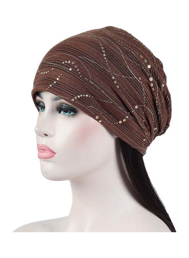 Joychic - Breathable Muslim Sequin Turban Brown - Image 1