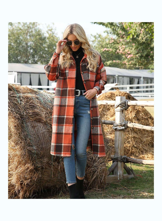 Joychic Checkered Details Coat Orange/Grey/Black  - Image 2
