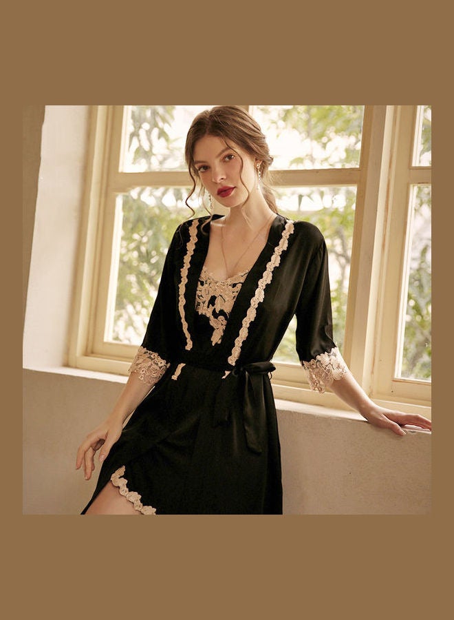 جوي شيك طقم ملابس نوم مكون من 4 قطع أسود / بيج - Image 2