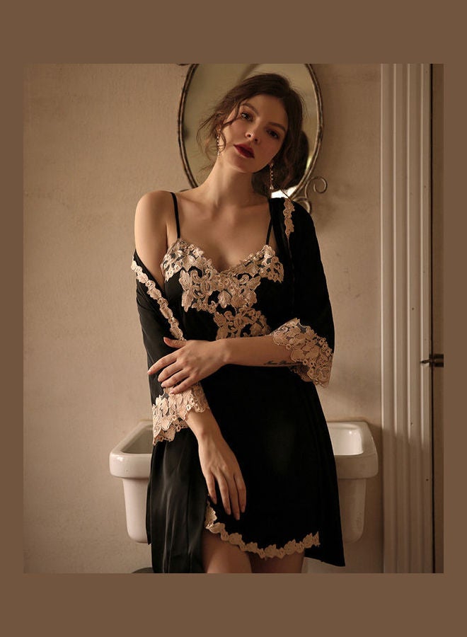 جوي شيك طقم ملابس نوم مكون من 4 قطع أسود / بيج - Image 5