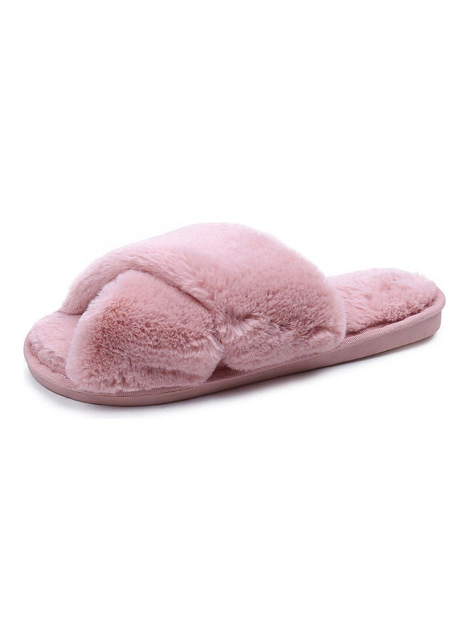 Joychic - Cross Strap Flat Bedroom Slippers Pink - Image 1