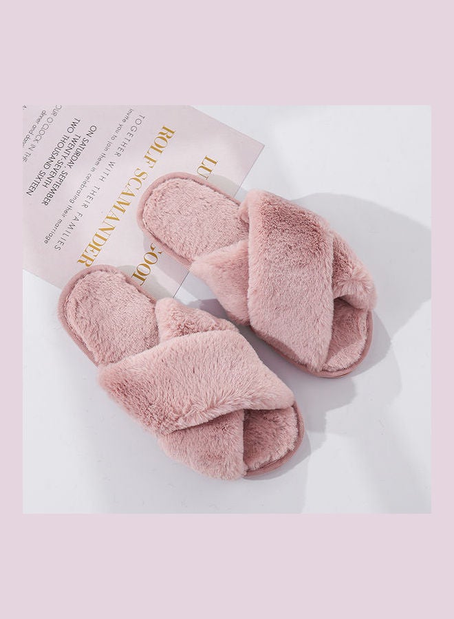 Joychic - Cross Strap Flat Bedroom Slippers Pink - Image 1