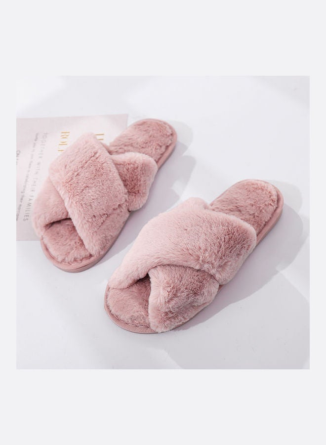 Joychic - Cross Strap Flat Bedroom Slippers Pink - Image 1