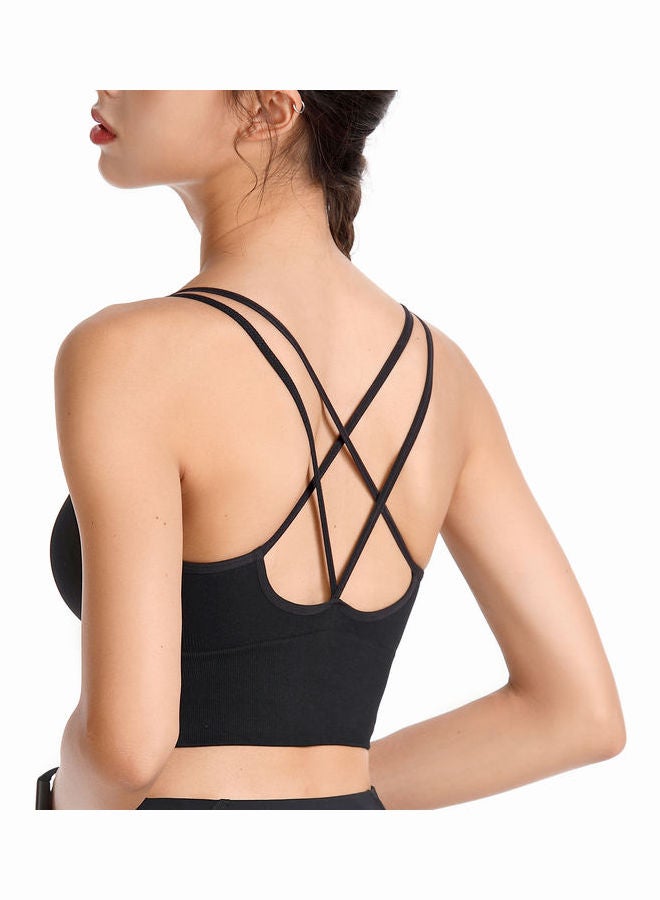 جوي شيك حمالة صدر رياضية بظهر متقاطع أسود - Image 2