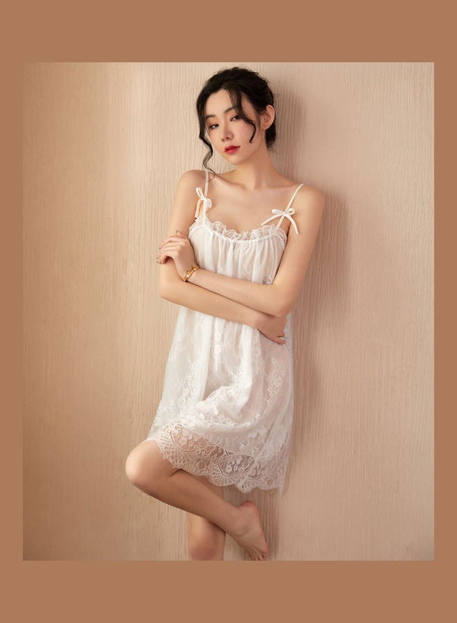 جوي شيك قميص نوم مزين بدانتيل أبيض - Image 5