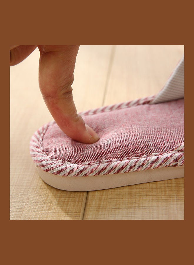 Joychic - Striped Bedroom Slippers Pink - Image 1