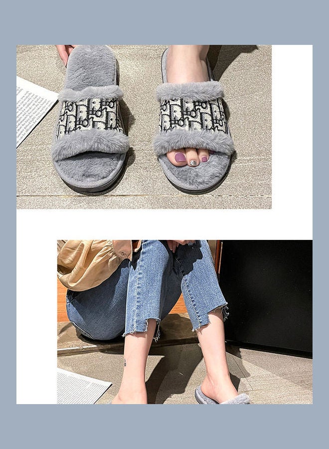 Joychic - Printed Bedroom Slippers Grey - Image 1