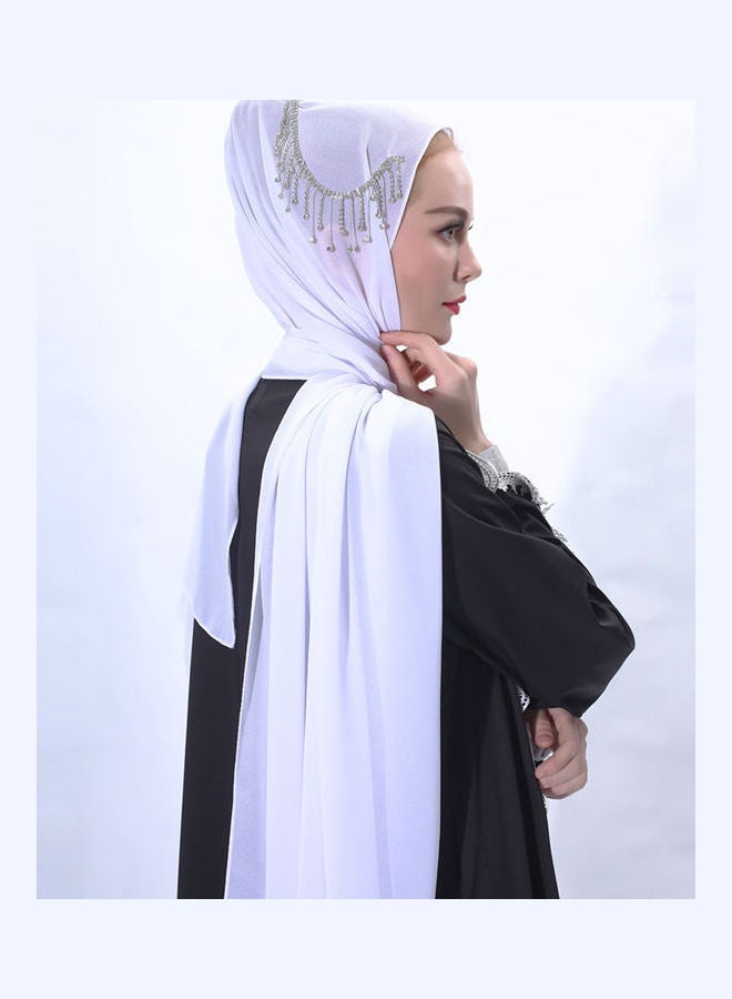 Joychic - Muslim Tassels Hijab Turban White - Image 1