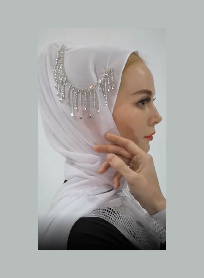 Joychic - Muslim Tassels Hijab Turban White - Image 1