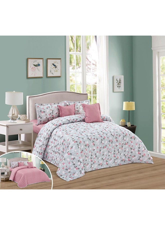 6-Piece king Size Comforter Set Microfiber White/Pink - Image 1