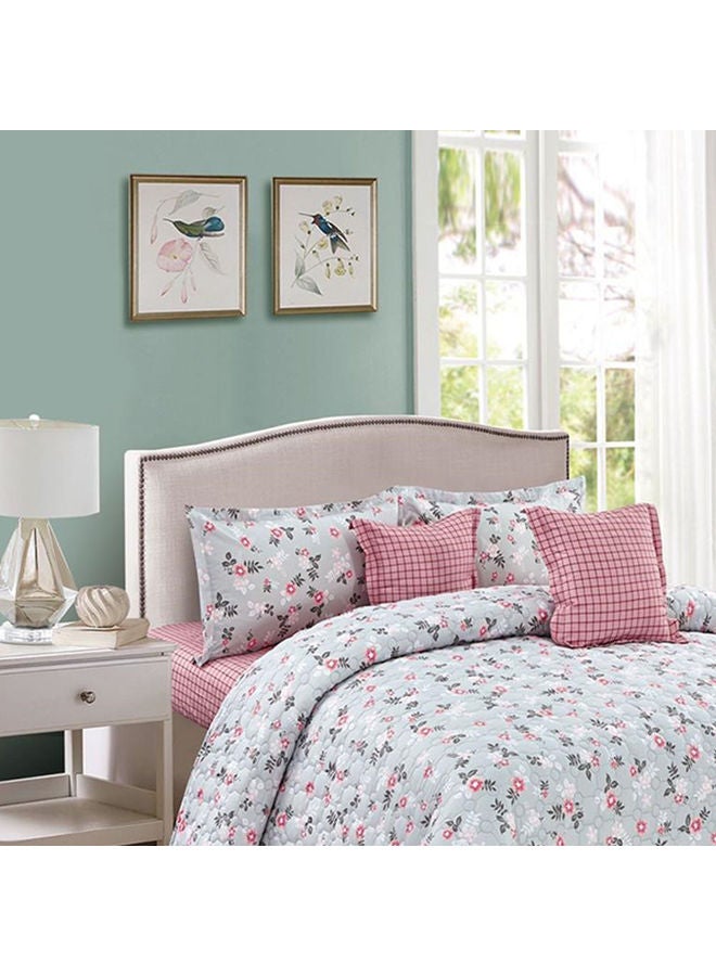 6-Piece king Size Comforter Set Microfiber White/Pink - Image 3