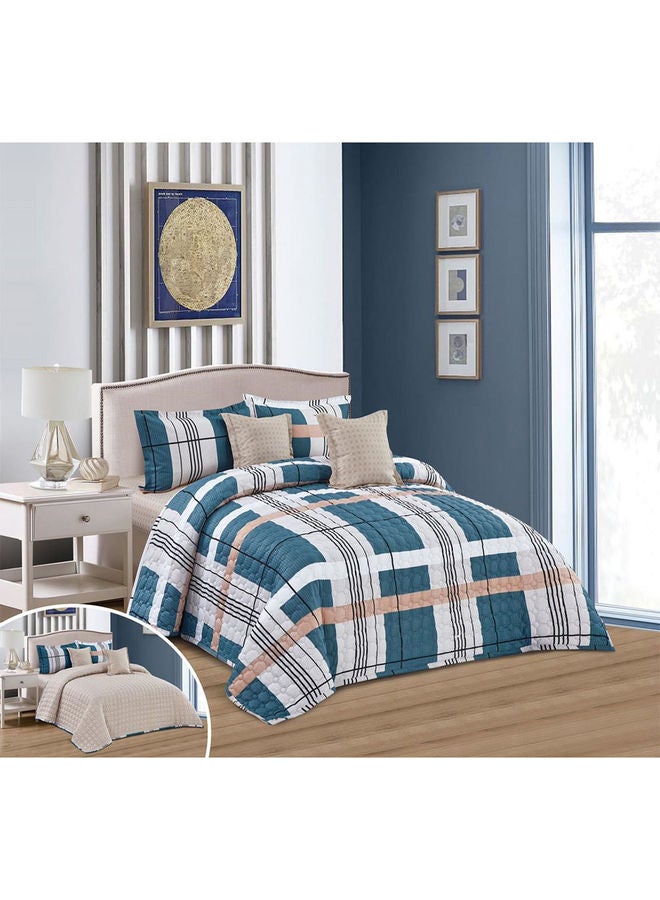 6-Piece king Size Comforter Set Microfiber Blue - Image 1