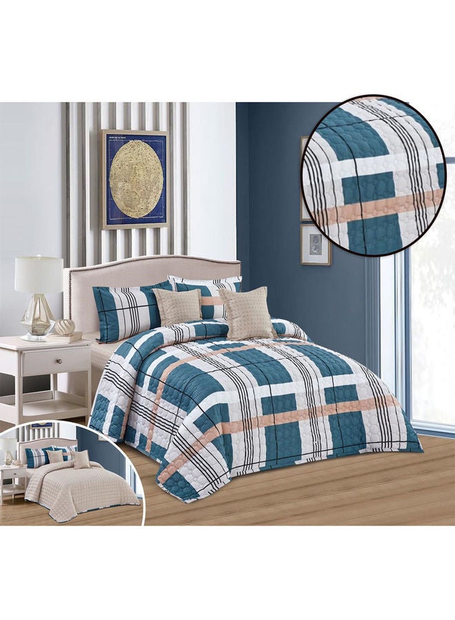 6-Piece king Size Comforter Set Microfiber Blue - Image 2