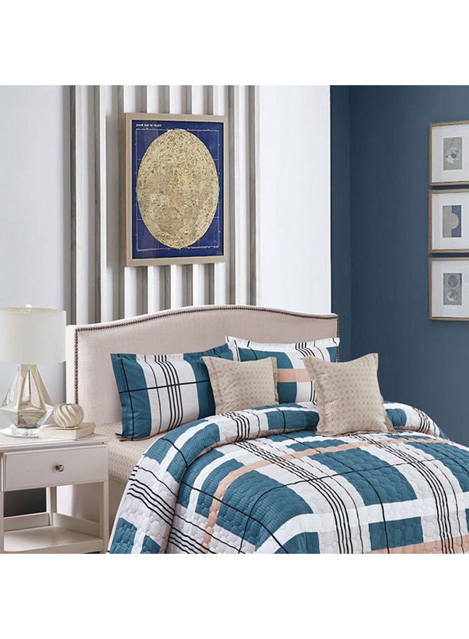 6-Piece king Size Comforter Set Microfiber Blue - Image 3