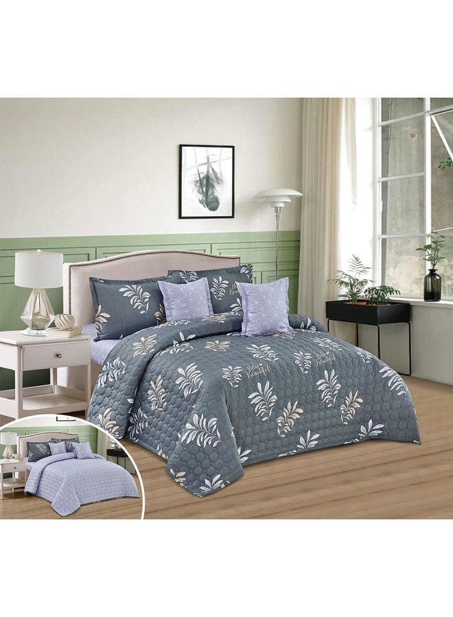 6-Piece king Size Comforter Set Microfiber Grey - Image 1
