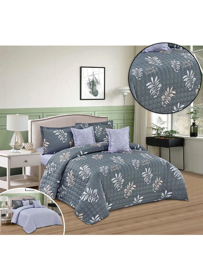 6-Piece king Size Comforter Set Microfiber Grey - Image 2
