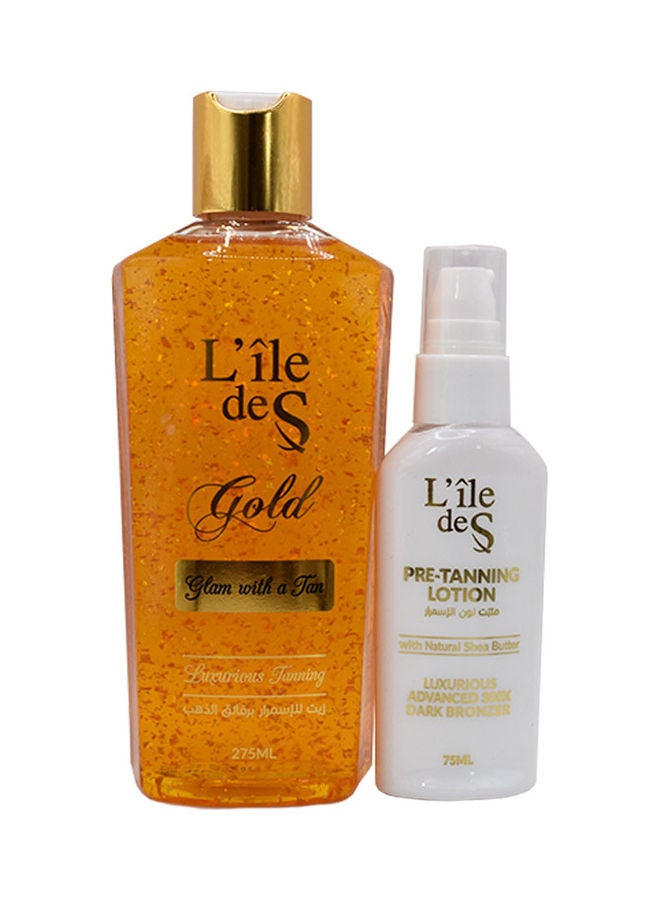 L'ile deS - Gold Tanning Oil, Hypoallergenic & Water Resistant Moisturizing Tanning Oil, with Real 24 Carat Gold, Tanning booster 275ml - Image 1