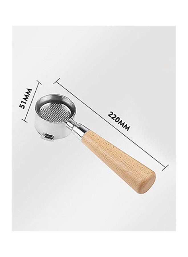 EzzySo - Stainless Steel Portafilter With Wooden Handle Silver/Beige 51x220mm Silver/Beige 51x220 millimeterml - Image 1