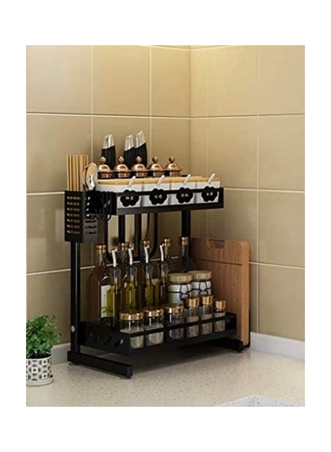 Multi-Functional 2-Tier Kitchen Storage Rack/Organizer for Multi-usage, Kitchen Utensils, Spices, Toilet Accessories Storage Kitchen Organizer (Black) Black ‎42.2 x 24.2 x 9.2cm - Image 2
