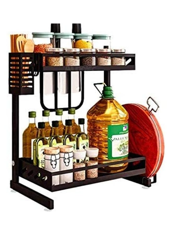 Multi-Functional 2-Tier Kitchen Storage Rack/Organizer for Multi-usage, Kitchen Utensils, Spices, Toilet Accessories Storage Kitchen Organizer (Black) Black ‎42.2 x 24.2 x 9.2cm - Image 1