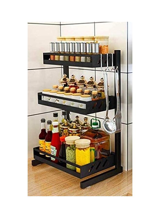 Multi-Functional 2-Tier Kitchen Storage Rack/Organizer for Multi-usage, Kitchen Utensils, Spices, Toilet Accessories Storage Kitchen Organizer (Black) Black ‎42.2 x 24.2 x 9.2cm - Image 3