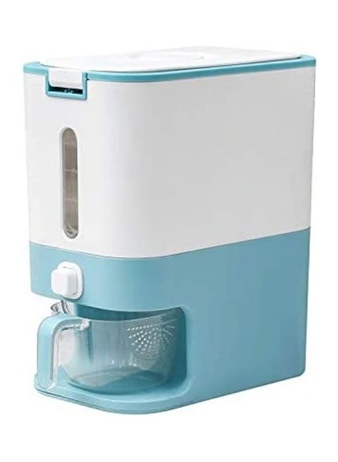 Rice Storage Automatic Box/Container - Large Sealed Kitchen Grain & Rice Dispenser with Lid, 12KG (Blue) Blue 34 x17x41cm