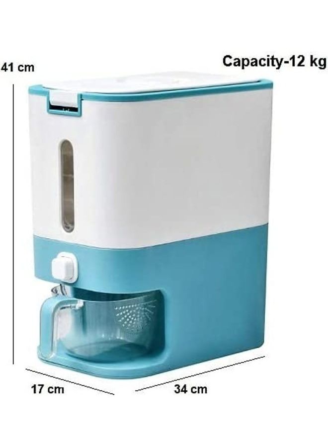 Generic - Rice Storage Automatic Box/Container - Large Sealed Kitchen Grain & Rice Dispenser with Lid, 12KG (Blue) Blue 34 x17x41cm - Image 1
