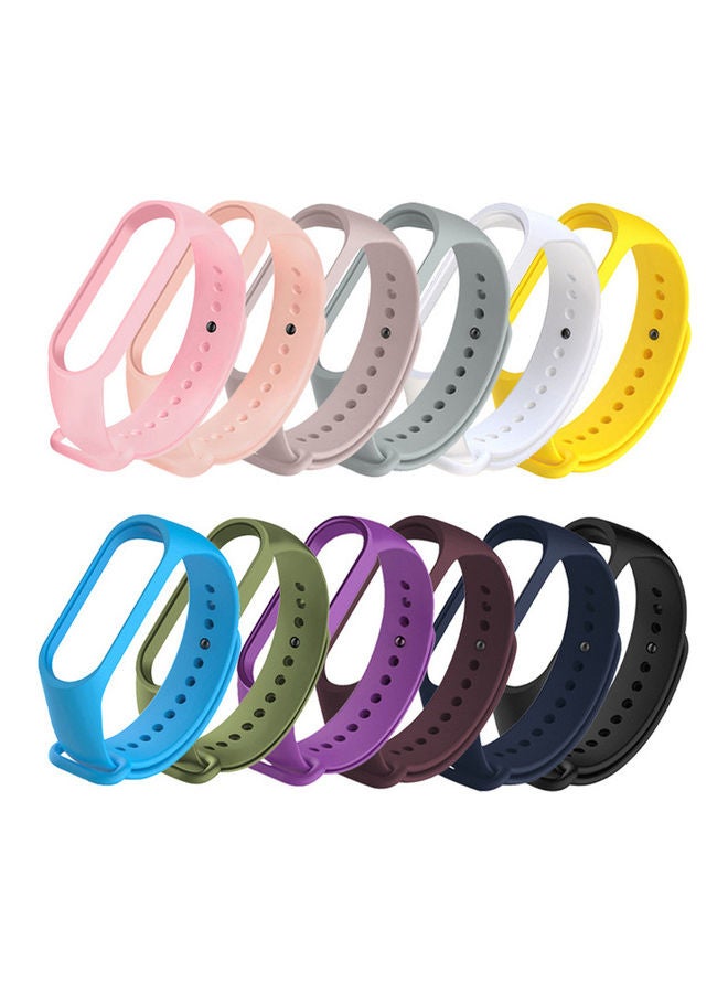 NAISU Set Of 12 pcs Replacement Bands For Mi 3 And 4 Silicone Edition Multicolour