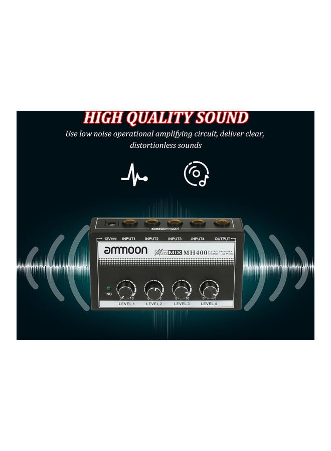 ammoon MH400 4-Channel Line Mono Audio Mixer With Power Adapter - Image 2