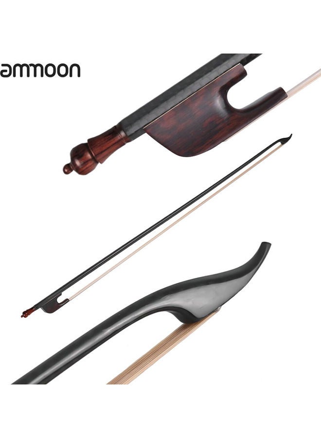 أمون قوس كمان حسن التوازن بالقياس الكامل 4/4 من خشب الأبنوس ذو عصا مستديرة من ألياف الكربون وبشعر الخيل الممتاز - Image 2