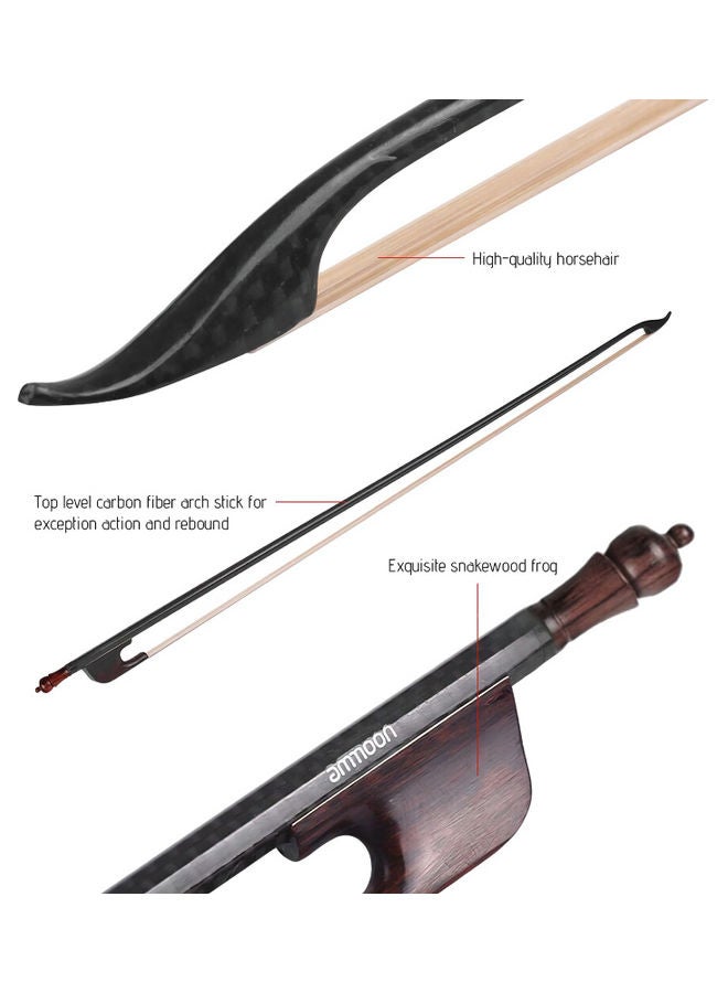 أمون قوس كمان حسن التوازن بالقياس الكامل 4/4 من خشب الأبنوس ذو عصا مستديرة من ألياف الكربون وبشعر الخيل الممتاز - Image 4