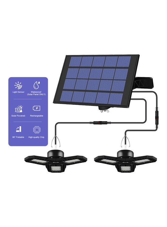 Generic Waterproof Solar Powered Panel With 2 Head Shed Light Blue/Black 22x12.3x16cm  - Image 3